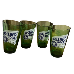 Set of 4 Rolling Rock Premium Beer Extra Pale Green Pint Drinking Glass